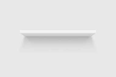 Beyaz duvar manzarası üzerinde som gölge ile gerçekçi tasarım beyaz renk raf çizimi