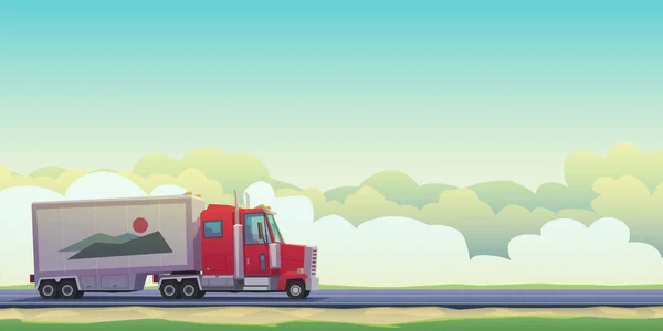 Illustrazione Semi Camion Americano Stanno Muovendo Una Vista Laterale Dell Grafiche Vettoriali
