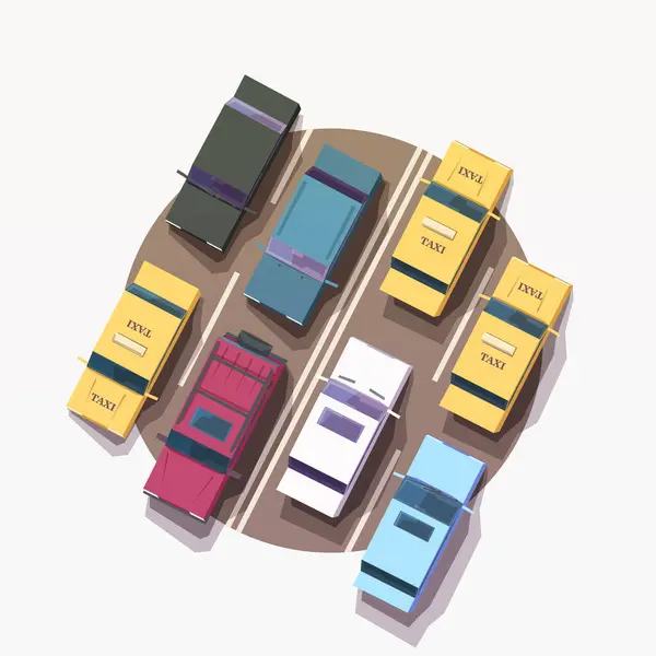 Darstellung Des Staus Mit Verschiedenen Fahrzeugen Ansicht Von Oben Symbol Vektorgrafiken