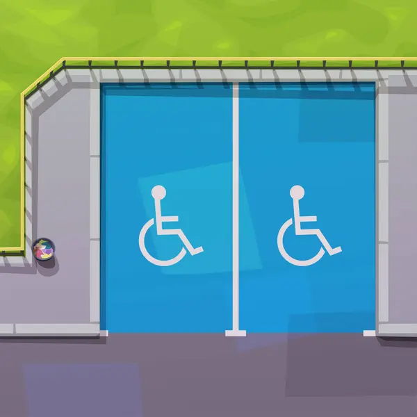障害者のための2つの駐車場のイラスト トップビュー ロイヤリティフリーのストックイラスト
