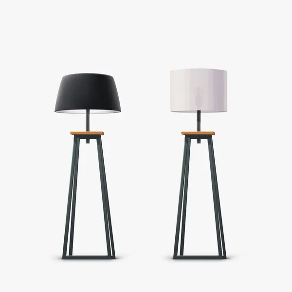 Abbildung Von Zwei Modernen Stehlampen Zeitgenössisches Design Auf Weißem Hintergrund Stockillustration