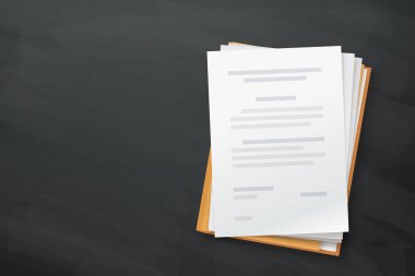 Basit tasarım ön görünümünde koyu desenli arkaplan üzerine kahverengi dizin içeren kağıt yığınının çizimi