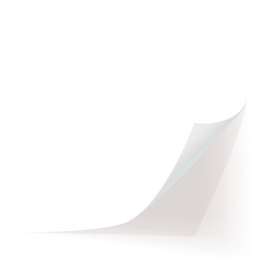 Yumuşak gölgeli gerçekçi beyaz kağıt kıvrımlı köşe