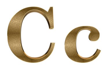 3d render Gold lowercase And uppercase Letters