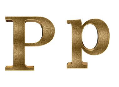 3d render Gold lowercase And uppercase Letters
