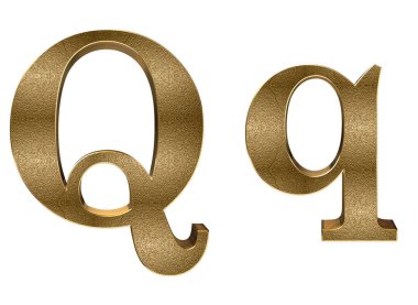 3d render Gold lowercase And uppercase Letters