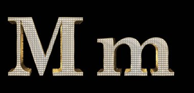 3d render Gold with diamond lowercase And uppercase Letters