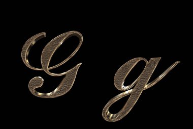 3d render Gold lowercase And uppercase Letters