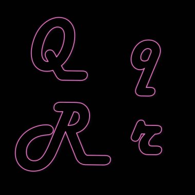 3D görüntüleme Neon ışığı küçük harf ve büyük harf