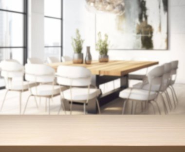 Top masa ve yemek odası arka plan bulanıklık