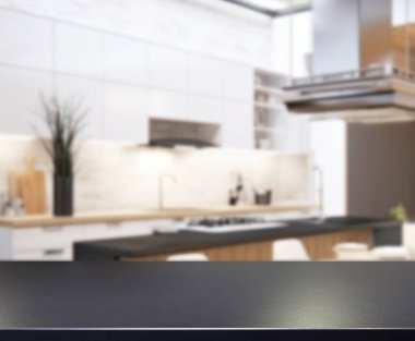 Masa üstü ve arka plan bulanıklık mutfak Oda