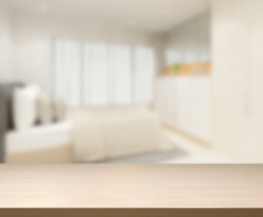 Masa üstü ve bulanıklık arka planda yatak odası