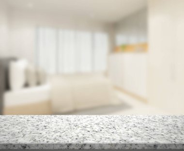 Masa üstü ve bulanıklık arka planda yatak odası