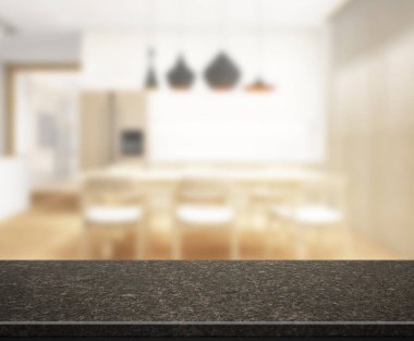 Top masa ve yemek odası arka plan bulanıklık