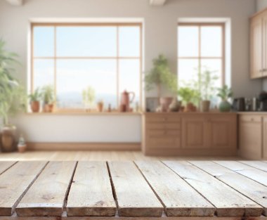 Masa üstü ve arka plan bulanıklık mutfak Oda