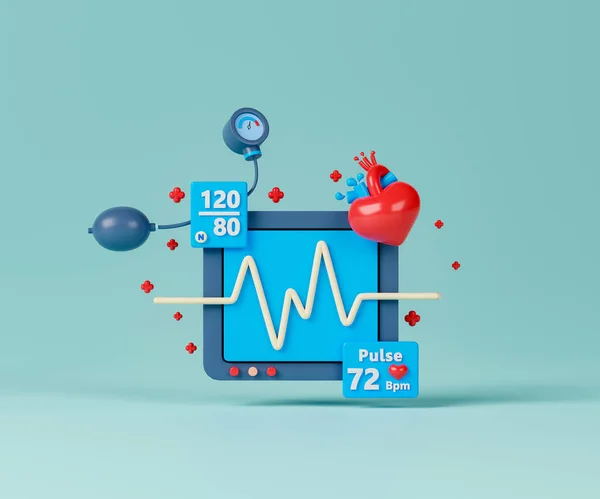 Prestación Concepto Salud Ilustración Médica Dispositivo Electrocardiograma Con Monitorización Presión — Foto de Stock