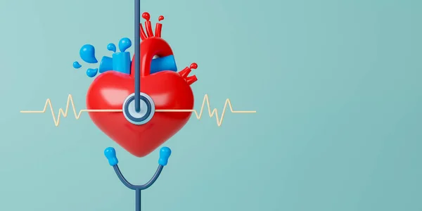 Візуалізація Концепції Охорони Здоров Медичної Ілюстрації Серце Стетоскопом — стокове фото
