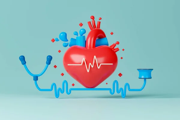 Prestación Concepto Salud Ilustración Médica Corazón Con Estetoscopio — Foto de Stock