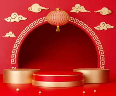3d rendering Chinese new year day podium.