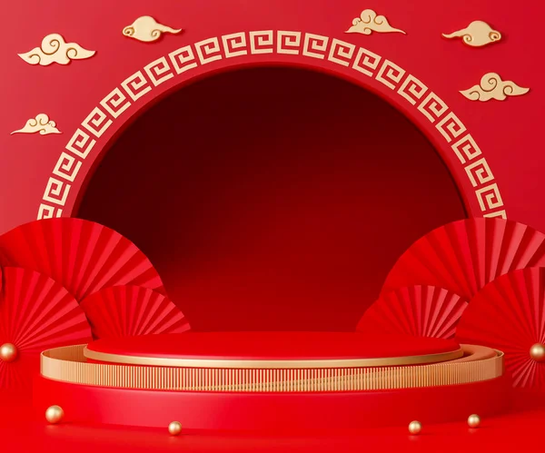 Rendering Chinese New Year Day Podium Imagen De Stock