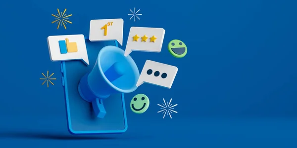 Rendering Online Customer Service Rating Concept Feedback Review Zdjęcia Stockowe bez tantiem