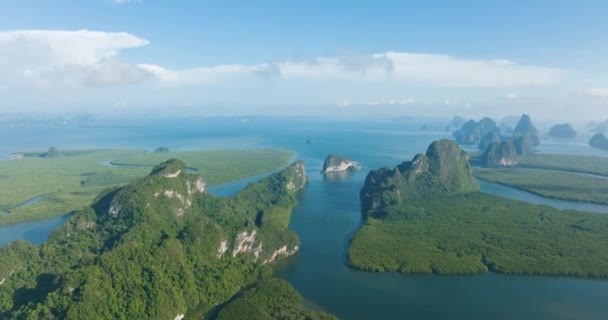 Вид Воздуха Национальный Парк Phang Nga Bay Краби Таиланд Потрясающий — стоковое видео