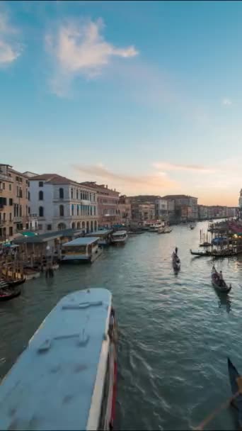 Zonsondergang Tijdspanne Van Grand Canal Vanaf Rialtobrug Venetië Italië Europa — Stockvideo