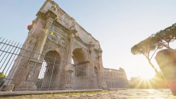 Мирная Атмосфера Утром Риме Италия Фабрегас Пейзаж Восходящего Солнца Колизея — стоковое видео