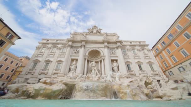 Fontana Trevi Punto Riferimento Barocco Situato Nel Centro Roma Famosa — Video Stock