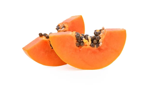 Sweet Papaya Slices White Background — Stock Photo, Image