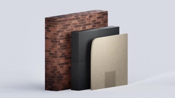 房屋墙体绝缘的三维渲染 用于节能开发的热材料 优质Fullhd影片 — 图库视频影像