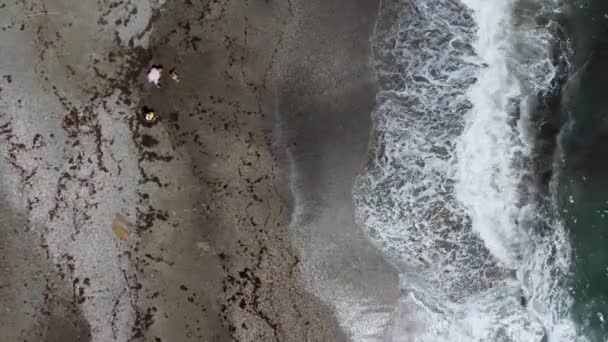 Θέα Κύματα Που Συντρίβονται Μια Άγρια Βραχώδη Ακτογραμμή Θέα Προς — Αρχείο Βίντεο