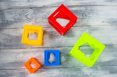 Colored cubes on a light background
