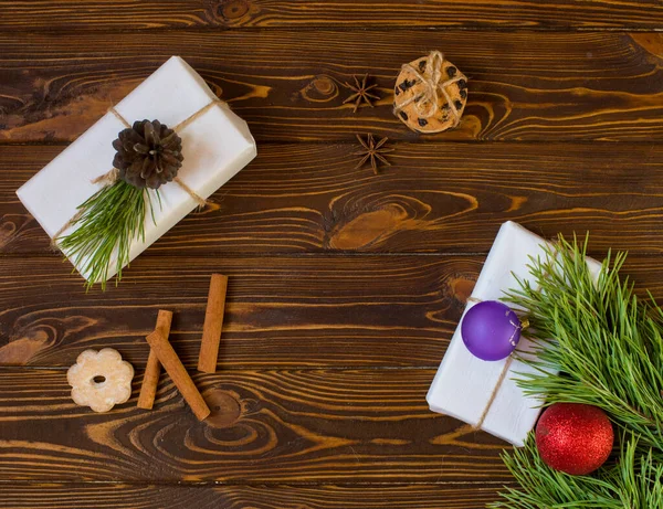 Weihnachten Oder Neujahr Feiern Hintergrund Weiches Funkelndes Spielzeug Kekse Gkoritsy — Stockfoto