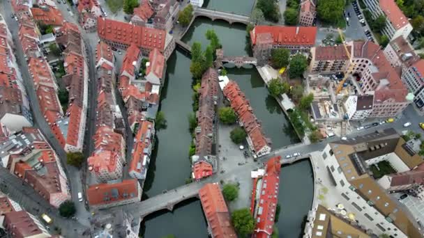 Nuremberga Vista Aérea Rio Cidade Histórica Região Baviera Alemanha Europa — Vídeo de Stock