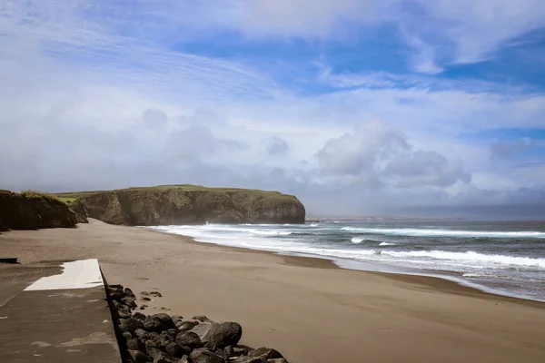 Praia Santa Bárbara Uma Das Praias Mais Extensas Dos Açores — Fotografia de Stock