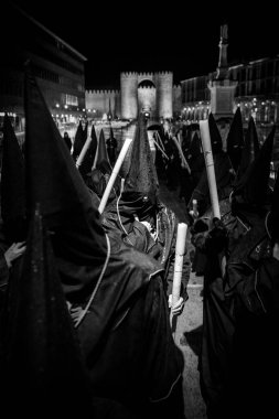 celebration of Holy Week, with images of it celebrated in the city of Avila, Spain, during the year 2017 and 2018, as well as silhouettes of crosses and religious element