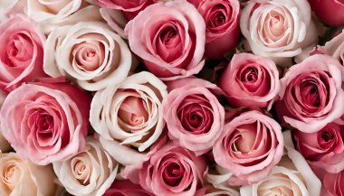 bir demet pembe ve beyaz gül