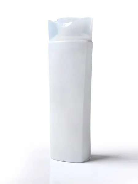 Botella Plástico Blanco Realista Champú Acondicionador Cosmético Sobre Fondo Blanco — Foto de Stock