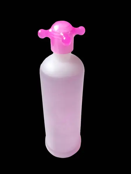 Yüksek Gerçekçi Pembe Şişe Yüksek Açı 'da İzole Siyah Arkaplanda Yakalandı. Bu şişe resmi kozmetik, tıbbi, sağlık hizmetleri veya losyon ürün ambalajlama, reklamcılık veya tasarım projelerinde kullanılmak için uygun olacaktır..