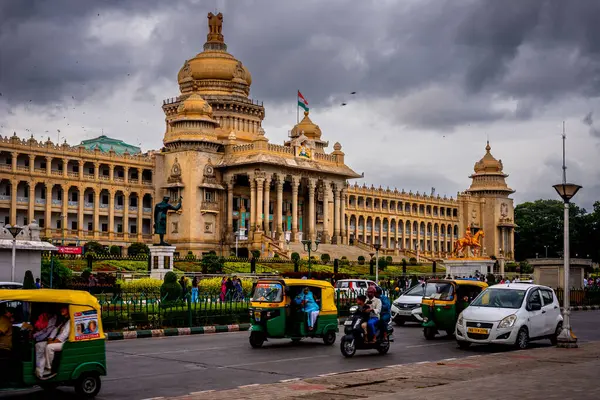 stock image Bengaluru Karnataka India September 10 2024 Karnataka Legislative building Vidhana Soudha which hosts the legislative assembly as seen from Dr. B. R. Ambedkar Road