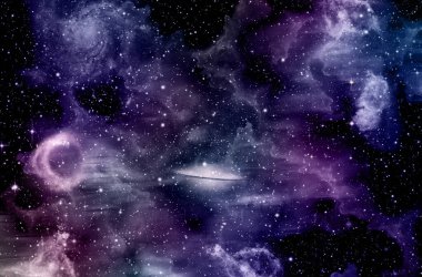 Bir alan galaksinin, koyu arka plan yıldızları ile atmosfer
