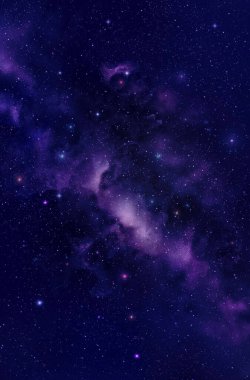  Mavi mor gökada arka planı, siyah arkaplan ve etrafındaki yıldızlarla.