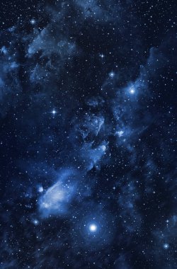  Evrende mavi gökada ve atmosferde karanlık arka planda küçük yıldızlar var.