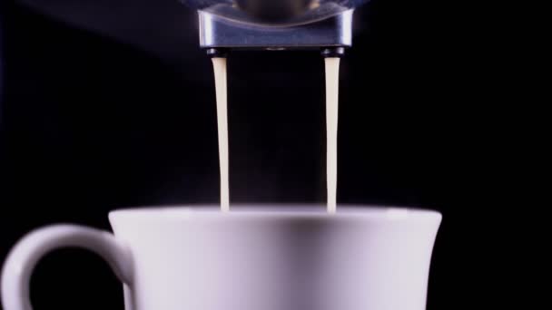 Detailní Záběr Kávové Pěny Espresso Crema Vychází Plně Automatického Kávovaru — Stock video