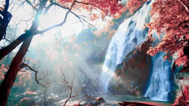 Waterfall Mountains Khlong Lan Waterfall Khlong Lan National Park Kamphaeng — Vídeos de Stock