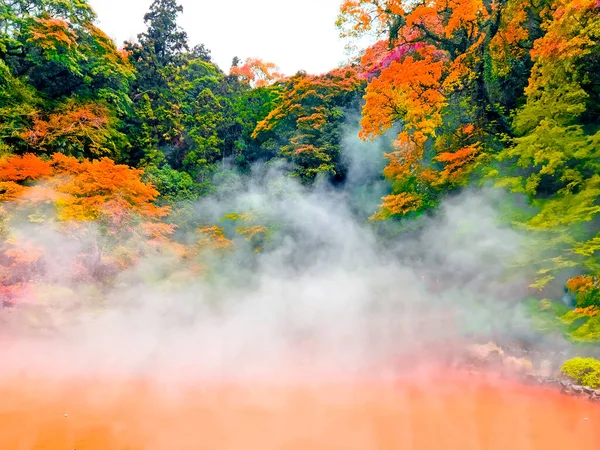 Jigoku Meguri Beppu Hell Hot Springs Beppu Beppu Jigoku Призначений — стокове фото