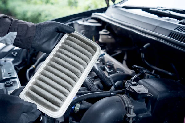 Concept Car Care Service Maintenance Car Air Filter Old Dirty — Stock Photo, Image