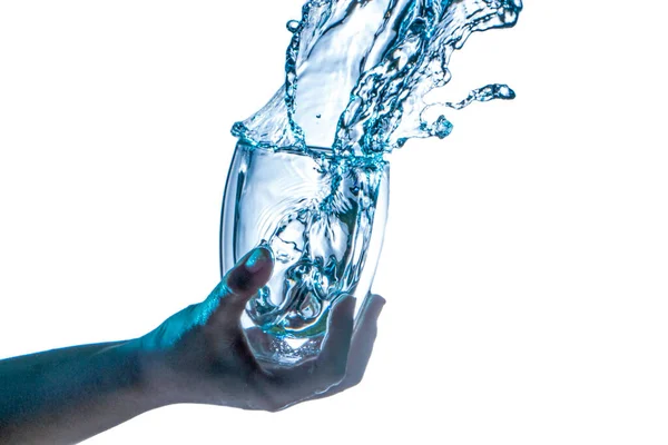 Minum Percikan Air Dari Kaca Pada Latar Belakang Putih — Stok Foto