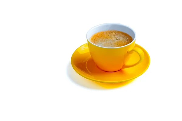 Жовта Чашка Кави Ізольована Білому Тлі — стокове фото
